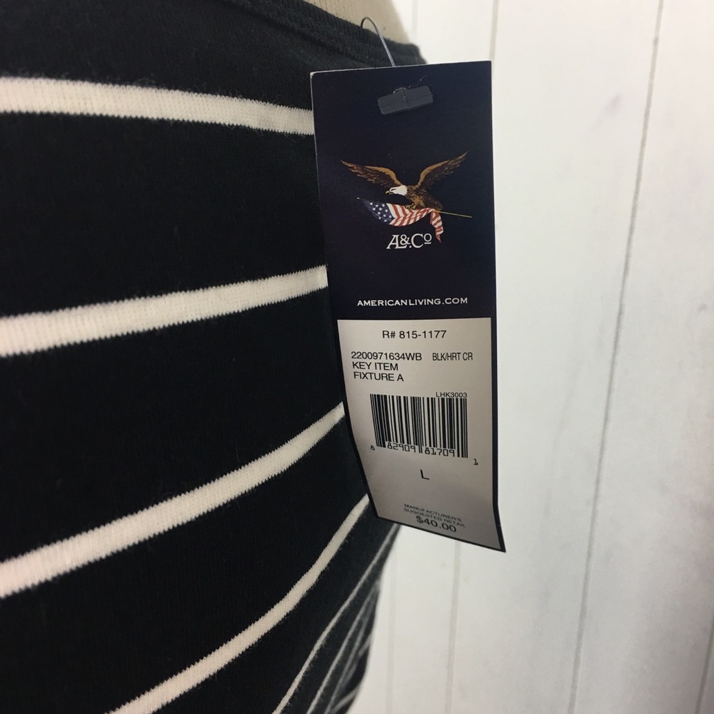 NWT Black w/ White Stripes American Living Top - Picture 5 of 7